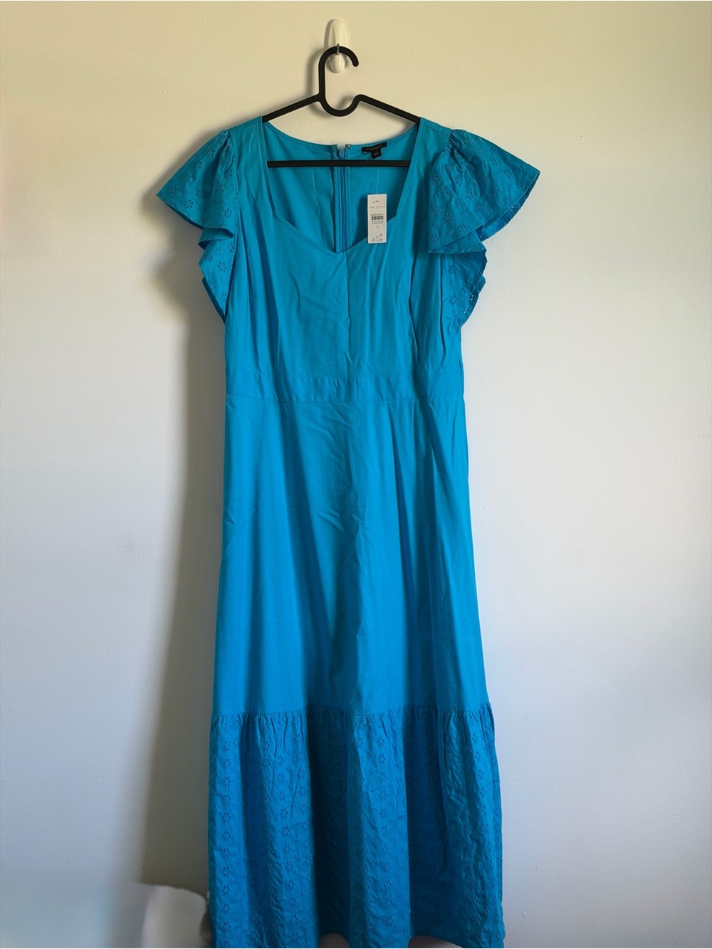 Ann Taylor Teal Flutter Sleeve Maxi Dress